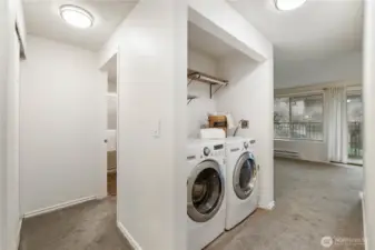 Conveniently located off the bath & bedroom. You could add doors or a cute curtain for an even more polished look