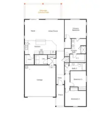 1630 Floor Plan with Extended Covered Patio