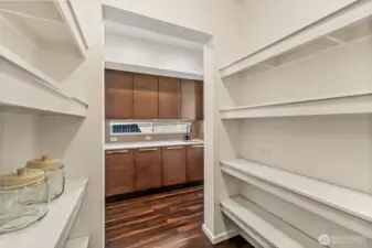 Just around the corner from the kitchen is the walk-in oversized pantry for even your biggest trips to Costco