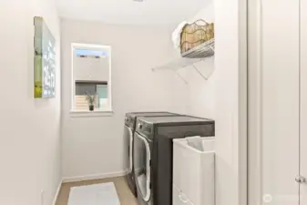 The conveniently located upstairs utility room.