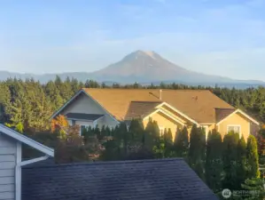 View of Mt Rainier through the upstairs laundry room window