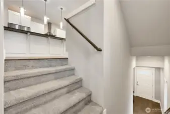 Top of the landing going up to the beautiful kitchen and great room!