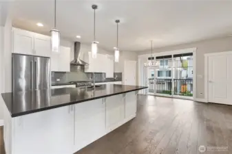 Huge kitchen with dining area.