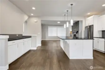 Dining area, kitchen, and great room! With a bonus office nook!