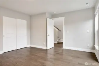 Downstairs bedroom with sliding glass door!