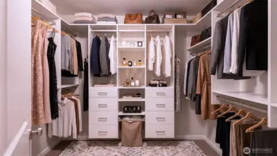 Custom built California walk-in closet.
