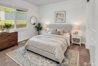 Extra large bedroom w/ back yard view.