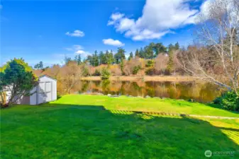 Backyard off of Studio Apartment toward pond