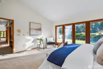 Windows and door open to a common patio