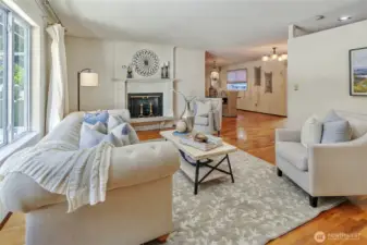 Beautifully open and sunny living room.