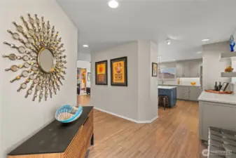 One step inside and you experience the seamless flow from the kitchen to the open-concept great room.