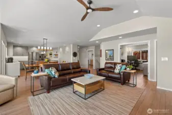 Home office opens to the great room, offering flexible space for work, living, or additional entertaining.