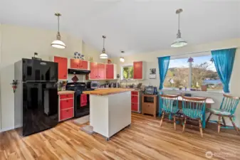 The kitchen in the one bedroom home.