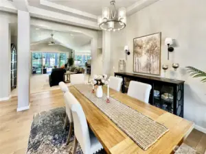 Dining room is just off entry with open view of great room.