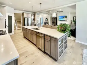 View from kitchen looking towards great room, open design is perfect for everyday living and entertaining.