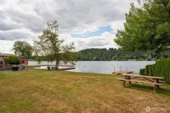 Community dock and lake front.