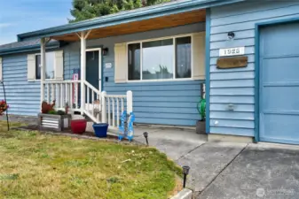 Covered front porch and walkway.