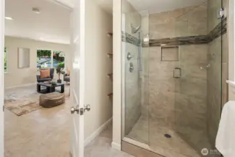 3/4 bath off the family room. This room could easily be converted into a primary suite.