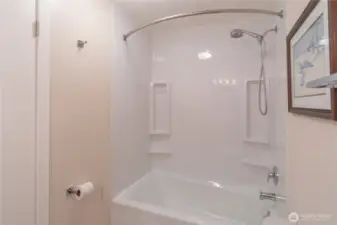 The hallway full bathroom was updated with quality and functionality in mind.