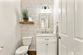 Main floor bathroom with fine finishes.