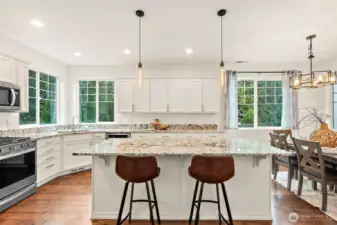 Lots of cabinets, large windows, tons of natural light. Right out of a magazine!