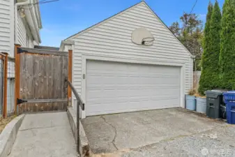 2-car detached garage with alley access.
