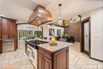 Gorgeous AGA Dual Fuel Legacy & 2nd in-set Refrigerator, just a few more of the incredible appliances that make this kitchen a Showstopper!