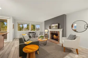 Living room open to the kitchen