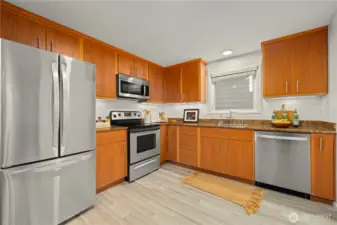 Kitchen with SS appliances