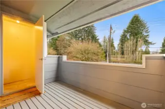 Bonus storage space off the balcony patio