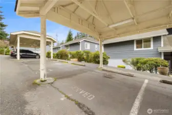 Two dedicated parking spaces. One covered.