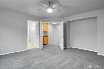 Primary bedroom with walk in closet and 5-piece en-suite bathroom!