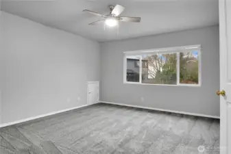 Primary bedroom with walk in closet and 5-piece en-suite bathroom!