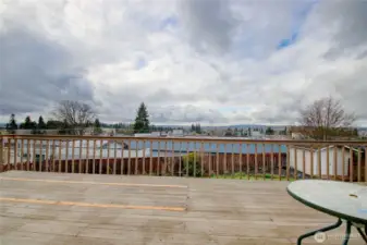 On a clear day, you have views of the olympics and peak-a-boo view of sound.