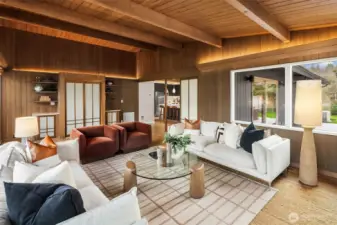 The Shoji screens cover the built-in storage and coat closet. They also create separation between dining area. Meticulously cared for, they are fully functional.