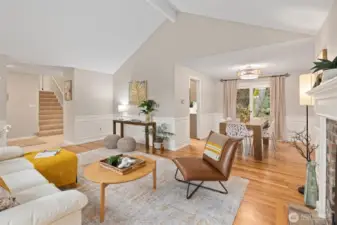 View of entry and formal dining space from great room.
