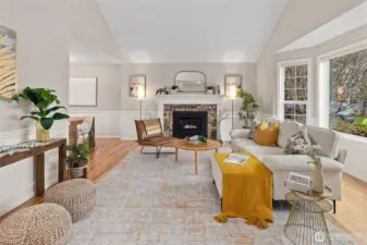 Charming gas fireplace adds a touch of warmth and elegance and is an excellent heat source in case of a power outage.