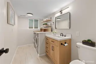Lower level laundry/ bathroom.