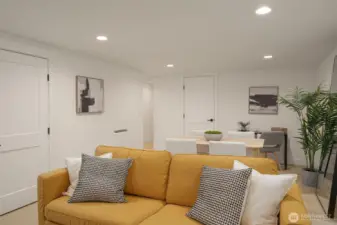 Lower level recreation or media room.