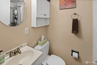 Three quarter bathroom is placed just off the kitchen.
