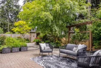 Entertainment sized patio is quiet, private and serene