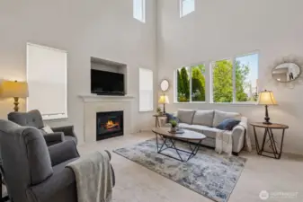 Vaulted ceilings, bright lighting, cozy fireplace, you will love it here!