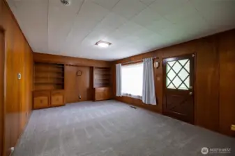 wood accented living room