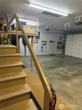 Stairs to storage in Shop
