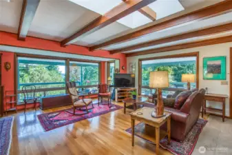 Abundant windows and skylights bring in the natural light.