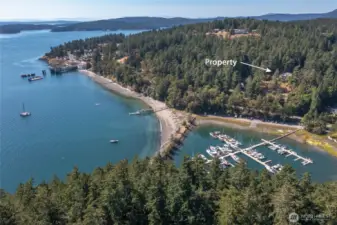 Quarter mile to Orcas Landing amenities including Village Store, Orcas Hotel, and shops