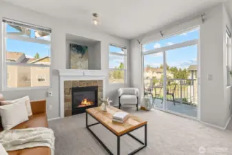 Light floods this beautiful living space