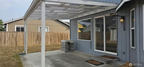covered patio with food prep sink!