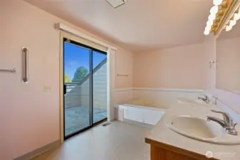 Primary Bath on upper Floor with tub and shower on other side