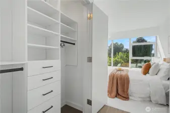 Dual custom closets with built-ins